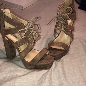 Taupe Colored Chunky Heel